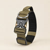 Wandra Crag Collar in Stone, a muted olive-khaki padded dog collar with a metal quick-release buckle and built-in handle
