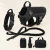 Wandra Tor Harness Set in Black: padded vest harness, padded collar, bungee lead and three pouches