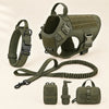 Wandra Tor Harness Set in Olive: padded vest harness, padded collar, bungee lead and three pouches